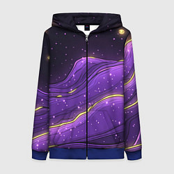 Женская толстовка на молнии Фиолетовая текстура с золотыми звездочками