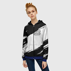 Толстовка на молнии женская PUBG черно белые краски, цвет: 3D-синий — фото 2