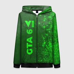 Толстовка на молнии женская GTA 6 - green gradient по-вертикали, цвет: 3D-черный