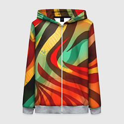 Женская толстовка на молнии Жаркая полосатая абстракция