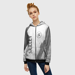 Толстовка на молнии женская Skillet - white gradient вертикально, цвет: 3D-черный — фото 2