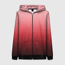 Толстовка на молнии женская Мягкий градиент красно-розовый текстура крошка, цвет: 3D-черный