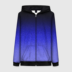 Женская толстовка на молнии Градиент индиго из чёрно в синий текстура крошка