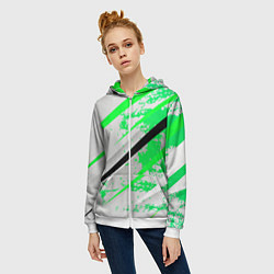 Толстовка на молнии женская Color white light green, цвет: 3D-белый — фото 2