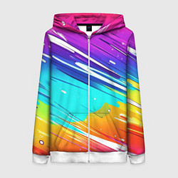 Женская толстовка на молнии Радужные брызги краски текстура