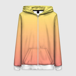 Толстовка на молнии женская Градиент нежный жёлто-розовый, цвет: 3D-белый