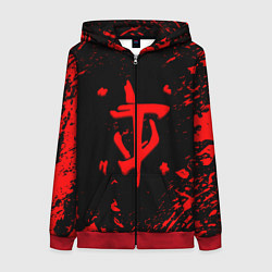 Толстовка на молнии женская Doom красные краски, цвет: 3D-красный