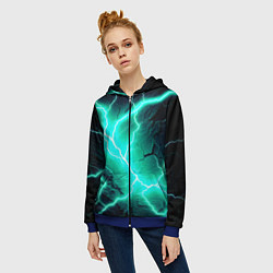Толстовка на молнии женская Color light blue black, цвет: 3D-синий — фото 2