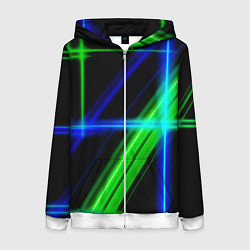 Толстовка на молнии женская Color blue black green, цвет: 3D-белый