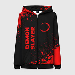 Толстовка на молнии женская Demon Slayer - red gradient вертикально, цвет: 3D-черный