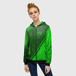 Толстовка на молнии женская Akame ga Kill - green gradient вертикально, цвет: 3D-черный — фото 2
