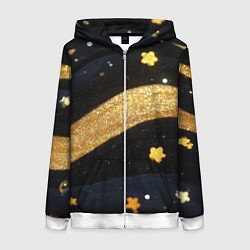 Толстовка на молнии женская Золотые волны текстура, цвет: 3D-белый