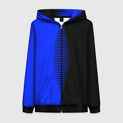 Женская толстовка на молнии Чёрно-синий пополам с переходом