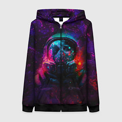 Женская толстовка на молнии Космонавт в пылающем космосе
