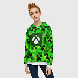 Толстовка на молнии женская Minecraft xbox, цвет: 3D-белый — фото 2