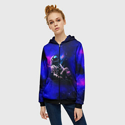 Толстовка на молнии женская Астронавт в пучине, цвет: 3D-черный — фото 2