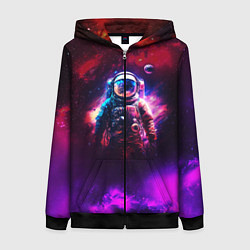 Толстовка на молнии женская Космонавт пламенный, цвет: 3D-черный