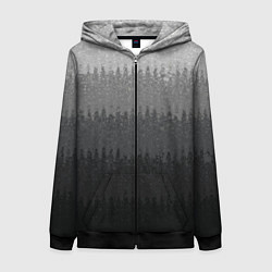 Толстовка на молнии женская Градиент полосами тёмно-серый графитовый, цвет: 3D-черный