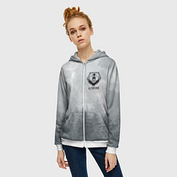 Толстовка на молнии женская Лес мой храм - медведь русич, цвет: 3D-белый — фото 2
