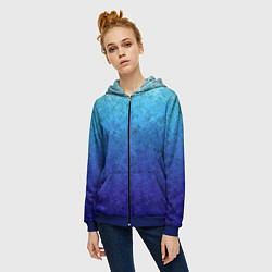 Толстовка на молнии женская Сине-голубой градиент текстура, цвет: 3D-синий — фото 2