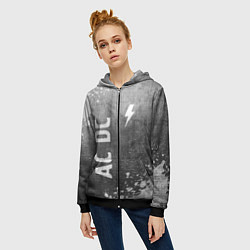 Толстовка на молнии женская AC DC - grey gradient вертикально, цвет: 3D-черный — фото 2