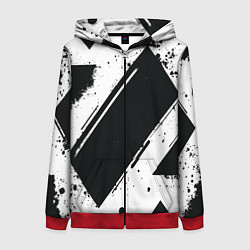 Толстовка на молнии женская Color black white, цвет: 3D-красный
