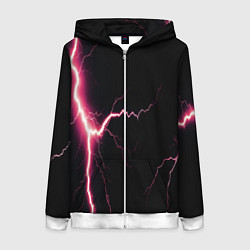 Толстовка на молнии женская Lightning pink, цвет: 3D-белый