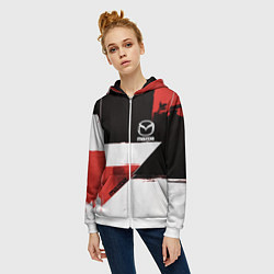 Толстовка на молнии женская Mazda логотип, цвет: 3D-белый — фото 2