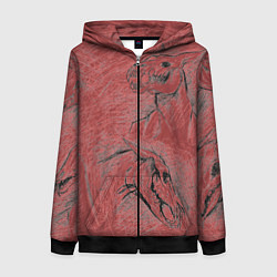 Толстовка на молнии женская Черепа лошадей - эскиз, цвет: 3D-черный