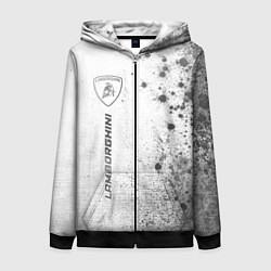 Толстовка на молнии женская Lamborghini - white gradient по-вертикали, цвет: 3D-черный