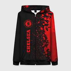 Толстовка на молнии женская Chelsea - red gradient по-вертикали, цвет: 3D-черный
