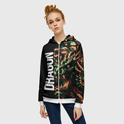 Толстовка на молнии женская Татуировка дракона ирезуми, цвет: 3D-белый — фото 2