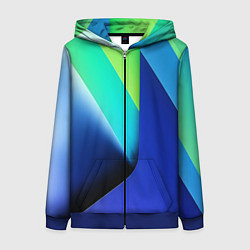 Толстовка на молнии женская Color blue green, цвет: 3D-синий
