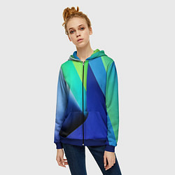 Толстовка на молнии женская Color blue green, цвет: 3D-синий — фото 2