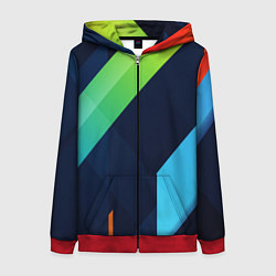Толстовка на молнии женская Multicolored, цвет: 3D-красный