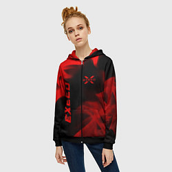 Толстовка на молнии женская Exeed - red gradient вертикально, цвет: 3D-черный — фото 2