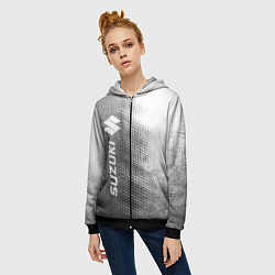 Толстовка на молнии женская Suzuki - grey gradient по-вертикали, цвет: 3D-черный — фото 2