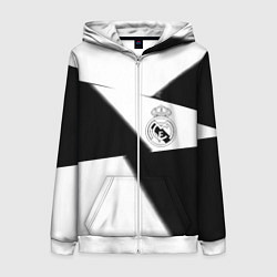 Толстовка на молнии женская Real Madrid geometry black, цвет: 3D-белый