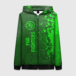 Толстовка на молнии женская Foo Fighters - green gradient по-вертикали, цвет: 3D-черный