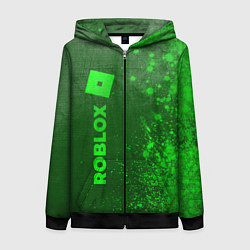 Толстовка на молнии женская Roblox - green gradient по-вертикали, цвет: 3D-черный