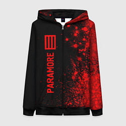 Толстовка на молнии женская Paramore - red gradient по-вертикали, цвет: 3D-черный