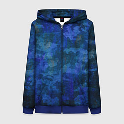 Женская толстовка на молнии Абстракция - blue uniform camouflage