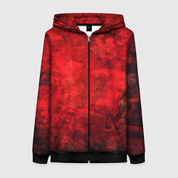 Женская толстовка на молнии Абстракция - red shabby wall