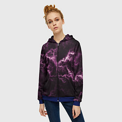 Толстовка на молнии женская Lightning pink glow, цвет: 3D-синий — фото 2