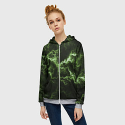 Толстовка на молнии женская Lightning green glow, цвет: 3D-меланж — фото 2