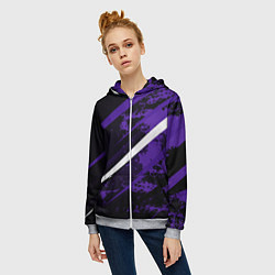Толстовка на молнии женская Color black purple line, цвет: 3D-меланж — фото 2