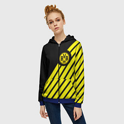 Толстовка на молнии женская Borussia geometry yellow, цвет: 3D-синий — фото 2