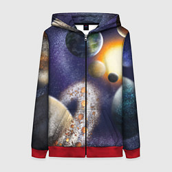 Толстовка на молнии женская Парад планет, цвет: 3D-красный