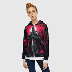 Толстовка на молнии женская Рыцарь-крестоносец ордена красной звезды, цвет: 3D-белый — фото 2