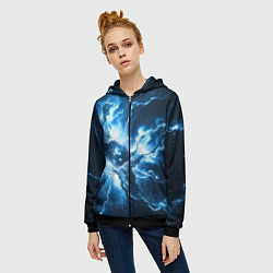 Толстовка на молнии женская Бело-синяя туманность, цвет: 3D-черный — фото 2